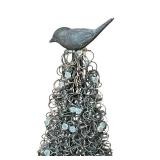LR - Pair of 42-Inch Metal Topiary Sculptures with Bird Accents