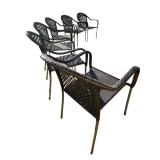 SG - Set of 6 Woven Patio Armchairs, 34 Inch High