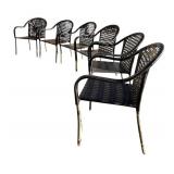 SG - Set of 6 Woven Patio Armchairs, 34 Inch High