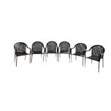 SG - Set of 6 Woven Patio Armchairs, 34 Inch High