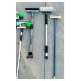 G - Collection of 5 Long-Handled Brooms and Scrub Brushes