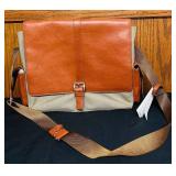BS - Bosca Leather and Canvas Messenger Bag