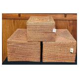 MB - Set of 3 Woven Storage Baskets with Lids