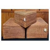 MB - Set of 3 Woven Storage Baskets with Lids