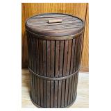 DR - Wooden Slat Laundry Hamper 26 Inch Tall