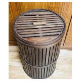 DR - Wooden Slat Laundry Hamper 26 Inch Tall