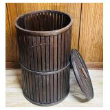 DR - Wooden Slat Laundry Hamper 26 Inch Tall