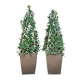 BS - Pair of 34-Inch Artificial Topiary Ivy Plants in Square Planters