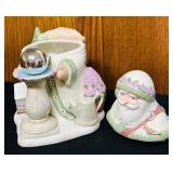 MB - Pfaltzgraff Naturewood Santa Cookie Jar Limited Edition 2000 Holiday Accents