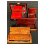 MB - Set of 4 Asian-Inspired Wooden Jewelry and Trinket Boxes with Inlay and Velvet Lining