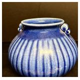 MB - Vintage Style Blue Crackle Glaze Ceramic Vase with Handles