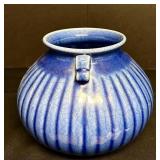 MB - Vintage Style Blue Crackle Glaze Ceramic Vase with Handles