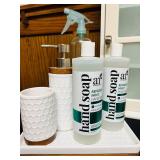 MB - Bathroom Storage Cabinet with Bath Accessories and Decor Set