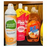 MB - Household Cleaning Supply Lot with Brillo, Clorox, Pink Stuff, Lint Rollers, and More