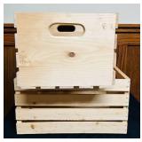 ENT - Set of 2 Wooden Storage Crates with Handles