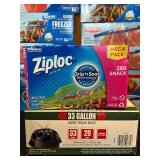 DR - Assorted Food Storage and Trash Bags Collection Including Ziploc, Handi-Wrap, Our Family, Go Green, and More