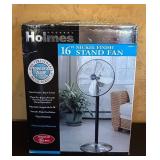 MB - Holmes 16 Inch Nickel Finish Stand Fan with Adjustable Height