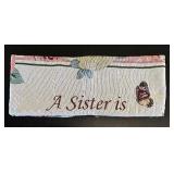 LR - Floral Sister Quote Woven Throw Blanket 50 x 70 Inches