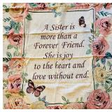 LR - Floral Sister Quote Woven Throw Blanket 50 x 70 Inches