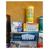 MB - Household Cleaning and Laundry Supply Lot with Light Bulbs and Filters