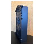 LR - Blue Wall-Mount Locking Mailbox with Crest Design and Keys, 18 Inch Height