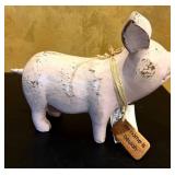 K - Set of 2 Vintage-Style Pig Figurines Decorative Farmhouse Decor