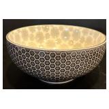 K - Kitchen Storage and Serveware Lot with Pfaltzgraff Bowl, Pyrex, Anchor Hocking, Red Ramekins, and Bombay Prep Bowls