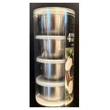 K - Kitchen Storage and Serveware Lot with Pfaltzgraff Bowl, Pyrex, Anchor Hocking, Red Ramekins, and Bombay Prep Bowls