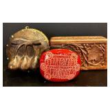 K - Set of 3 Vintage Trinket Boxes - Wood Carved, Painted & Decorative Styles