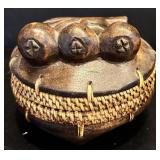 K - Set of 3 Vintage Trinket Boxes - Wood Carved, Painted & Decorative Styles