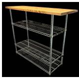 LL  - Metal Wire Shelving Unit with Wooden Top