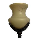 O - Tall Floor Lamp with Decorative Metal Base and Marbled Glass Shade