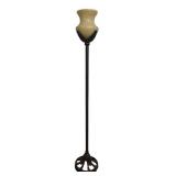 O - Tall Floor Lamp with Decorative Metal Base and Marbled Glass Shade