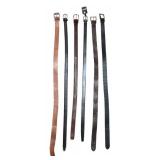 O - Collection of 6 Assorted Leather and Fabric Belts by Marshall Fields, Lucky Brand and More