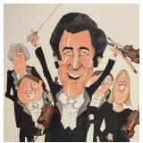 LR - Framed GR Cheesebrough Caricature Print of Orchestra