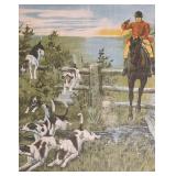 BR - Vintage Framed Print of Hunt Scene with Dogs and Rider