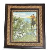 BR - Vintage Framed Print of Hunt Scene with Dogs and Rider