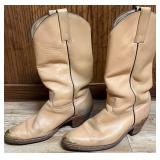 BR - Pair of Tan Leather Cowboy Boots with Metal Toe Caps