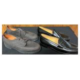 BR - Pair of Frye Black Leather Penny Loafers 11M and Brown Suede Oxfords