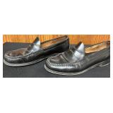 BR - Lot of 2 Pairs Bass Penny Loafers Black and Brown Leather Shoes