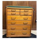 BS - Wooden 8-Drawer Rolling Cabinet with Felt Top and Metal Handles