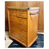 BS - Wooden 8-Drawer Rolling Cabinet with Felt Top and Metal Handles