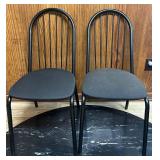 BS - Pair of Black Metal Dining Chairs with Cushioned Seats