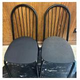 BS - Pair of Black Metal Dining Chairs with Cushioned Seats