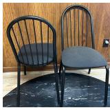 BS - Pair of Black Metal Dining Chairs with Cushioned Seats