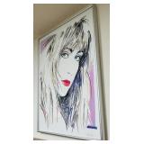 BS - Peter Max Framed Signed Limited Edition Print Blonde Woman Portrait