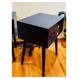 ENT - Pair of Modern Black Wood Nightstands with Drawers and Built-In Outlets