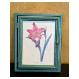 LR - Decor Collection with Signed Blue Pottery Bowl, Tall Purple Vase, and Floral Key Cabinet