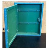 LR - Decor Collection with Signed Blue Pottery Bowl, Tall Purple Vase, and Floral Key Cabinet