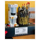K - Large Kitchenware Collection with Sango Avanti Plates, Flatware Set, Misto Olive Oil Sprayer, Trays, and Accessories